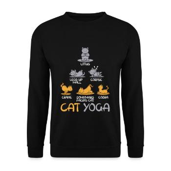 Zen Namaste Animal Meditation Cute Cat Yoga - Unisex Sweatshirt - black - Front - Alina (178cm) & Michal (187cm)