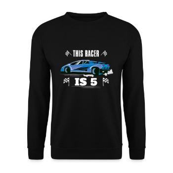 Birth Born Age 5 Years Old Fast Driver Racer Car - Unisex Sweatshirt - black - Front - Alina (178cm) & Michal (187cm)