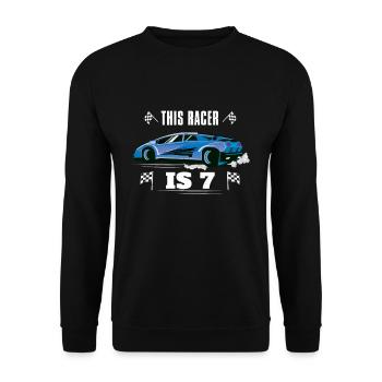 Birth Born Age 7 Years Old Fast Driver Racer Car - Unisex Sweatshirt - black - Front - Alina (178cm) & Michal (187cm)