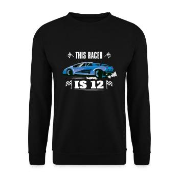 Birth Born Age 12 Years Old Fast Driver Racer Car - Unisex Sweatshirt - black - Front - Alina (178cm) & Michal (187cm)