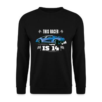 Birth Born Age 14 Years Old Fast Driver Racer Car - Unisex Sweatshirt - black - Front - Alina (178cm) & Michal (187cm)