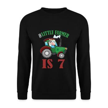 Birth Born Age 7 Years Old Farmer Cow Tractor - Unisex Pullover - Schwarz - Vorne - Alina (178cm) & Michal (187cm)
