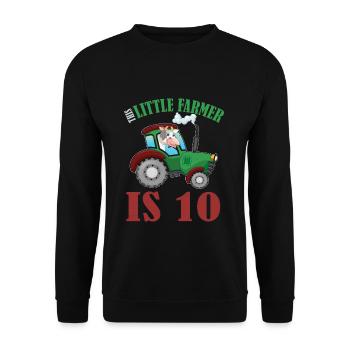 Birth Born Age 10 Years Old Farmer Cow Tractor - Unisex Pullover - Schwarz - Vorne - Alina (178cm) & Michal (187cm)