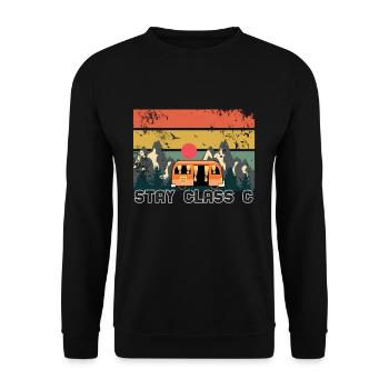 Vintage Retro Stay Camp Camper Motor Home Camping - Unisex Sweatshirt - black - Front - Alina (178cm) & Michal (187cm)