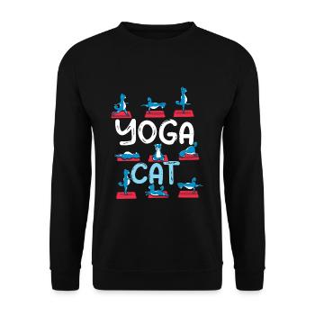 Zen Namaste Animal Meditation Cat Yoga - Unisex Sweatshirt - black - Front - Alina (178cm) & Michal (187cm)
