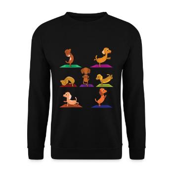 Zen Namaste Animal Meditation Dachshund Yoga - Unisex Sweatshirt - black - Front - Alina (178cm) & Michal (187cm)