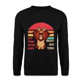 Retro Namaste Animal Meditation Cute Monkey Yoga - Unisex Sweatshirt - black - Front - Alina (178cm) & Michal (187cm)