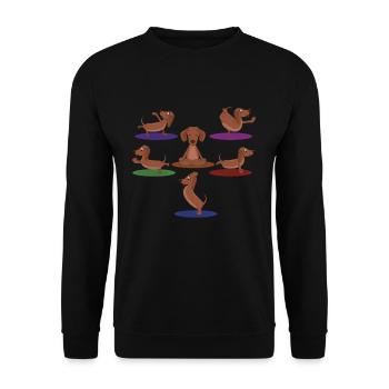 Zen Namaste Animal Meditation Cute Dachshund Yoga - Unisex Sweatshirt - black - Front - Alina (178cm) & Michal (187cm)