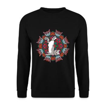 Zen Namaste Animal Meditation Mandala Cat Yoga - Unisex Sweatshirt - black - Front - Alina (178cm) & Michal (187cm)