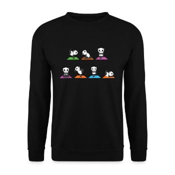 Zen Namaste Animal Meditation Kawaii Panda Yoga - Unisex Pullover - Schwarz - Vorne - Alina (178cm) & Michal (187cm)