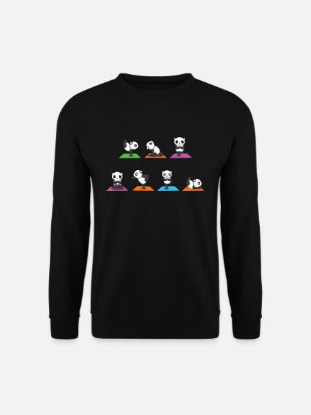 Zen Namaste Animal Meditation Kawaii Panda Yoga - Unisex Pullover - Schwarz
