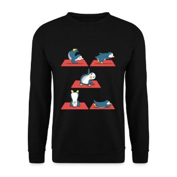 Zen Namaste Animal Meditation Kawaii Penguin Yoga - Unisex Sweatshirt - black - Front - Alina (178cm) & Michal (187cm)