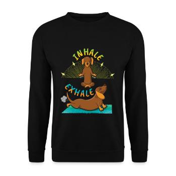 Zen Namaste Animal Meditation Kawaii Dog Yoga - Unisex Sweatshirt - black - Front - Alina (178cm) & Michal (187cm)