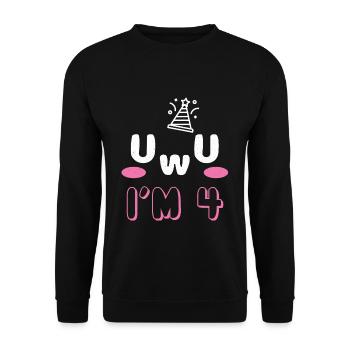 OwO UwU Face Age 4 Year Old Anime Aesthetic Otaku - Unisex Pullover - Schwarz - Vorne - Alina (178cm) & Michal (187cm)
