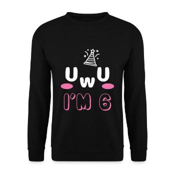 OwO UwU Face Age 6 Year Old Anime Aesthetic Otaku - Unisex Pullover - Schwarz - Vorne - Alina (178cm) & Michal (187cm)