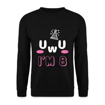 OwO UwU Face Age 8 Year Old Anime Aesthetic Otaku - Unisex Pullover - Schwarz - Vorne - Alina (178cm) & Michal (187cm)
