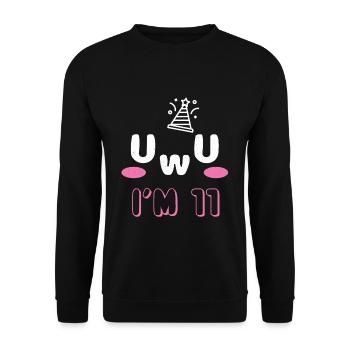 OwO UwU Face Age 11 Year Old Anime Aesthetic Otaku - Unisex Pullover - Schwarz - Vorne - Alina (178cm) & Michal (187cm)