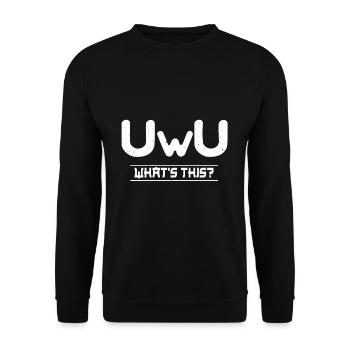 Cute What Is UwU Face Vaporwave Anime Aesthetic - Unisex Pullover - Schwarz - Vorne - Alina (178cm) & Michal (187cm)