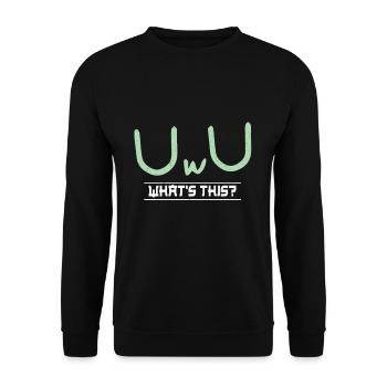 What Is UwU Face Anime Aesthetic Japanese Otaku - Unisex Pullover - Schwarz - Vorne - Alina (178cm) & Michal (187cm)