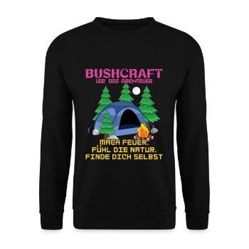 Adventure Nature Feel Camp Camper Camping - Unisex Sweatshirt - black - Front - Alina (178cm) & Michal (187cm)