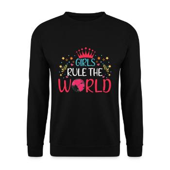 Girl World Féminisme féministe Droits Femmes Égalité - Sweat-shirt Unisexe - noir - Devant - Alina (178cm) & Michal (187cm)