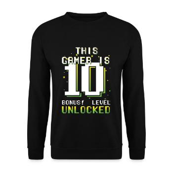 This Gamer Video Game Lover Gamer Age 10 - Unisex Pullover - Schwarz - Vorne - Alina (178cm) & Michal (187cm)