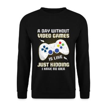 Video Game Lover Gamer A Day Without Gaming Game - Unisex Sweatshirt - black - Front - Alina (178cm) & Michal (187cm)