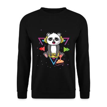 Gaming Panda Bear Playing Video Game Lover Gaming - Unisex Sweatshirt - black - Front - Alina (178cm) & Michal (187cm)