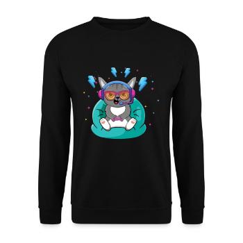 Gaming Cat Cute Playing Video Game Lover Gaming - Unisex Sweatshirt - black - Front - Alina (178cm) & Michal (187cm)