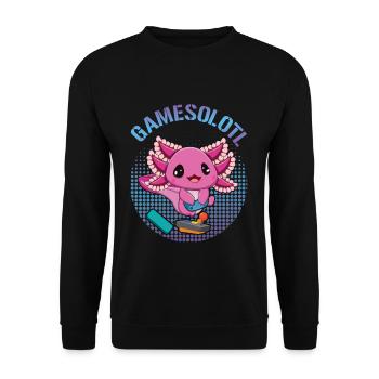 Fish Axolotl Games A Lot Video Game Lover Gaming - Unisex Sweatshirt - black - Front - Alina (178cm) & Michal (187cm)