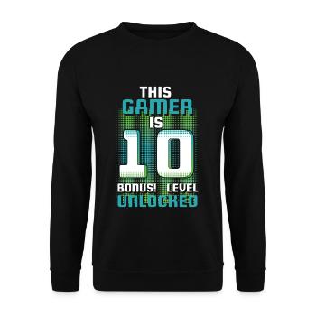 This Gamer Is Video Game Lover Gamer Age 10 - Unisex Pullover - Schwarz - Vorne - Alina (178cm) & Michal (187cm)