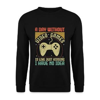 Vintage Video Game Lover Gamer Day Without Gaming - Unisex Sweatshirt - black - Front - Alina (178cm) & Michal (187cm)