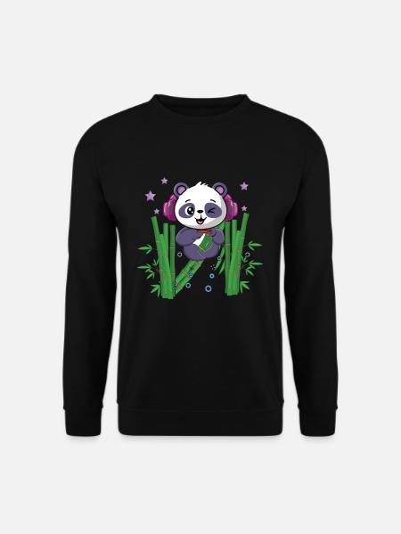 Gaming Panda Cute Playing Video Game Lover Gaming - Unisex Pullover - Schwarz