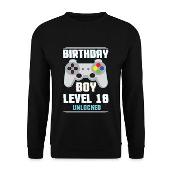 Gamer Boy Video Game Lover Age 10 Level Unlocked - Unisex Pullover - Schwarz - Vorne - Alina (178cm) & Michal (187cm)