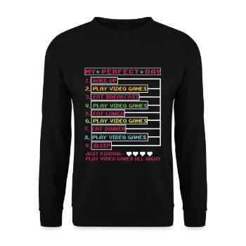 Perfect Is Play Video Game Day Lover Gaming - Unisex Pullover - Schwarz - Vorne - Alina (178cm) & Michal (187cm)