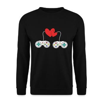Love Controller Play Video Game Lover Gamer Gaming - Unisex Pullover - Schwarz - Vorne - Alina (178cm) & Michal (187cm)