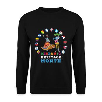 Skeleton Bones Flag Hispanic Heritage Month - Unisex Pullover - Schwarz - Vorne - Alina (178cm) & Michal (187cm)