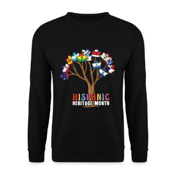 Tree Flags Hispanic Heritage Month - Unisex Pullover - Schwarz - Vorne - Alina (178cm) & Michal (187cm)