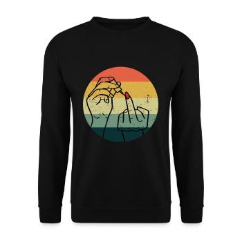 Finger Middle Feminism Rights Women Equality - Unisex Sweatshirt - black - Front - Alina (178cm) & Michal (187cm)