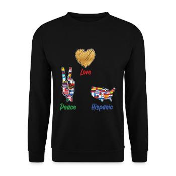 Love Peace Hispanic Flags Hispanic Heritage Month - Unisex Pullover - Schwarz - Vorne - Alina (178cm) & Michal (187cm)