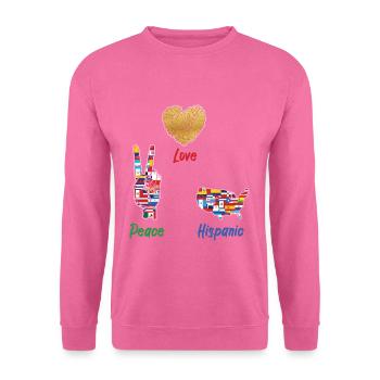 Love Peace Drapeaux hispaniques Mois du patrimoine hispanique - Sweat-shirt Unisexe - rose - Devant
