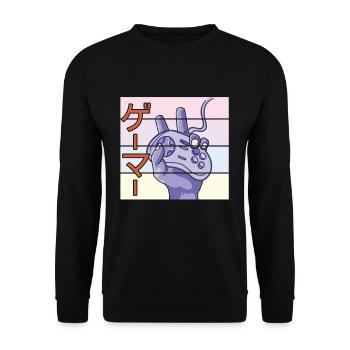 Japanese Play Video Game Lover Arcade Gamer Gaming - Unisex Sweatshirt - black - Front - Alina (178cm) & Michal (187cm)