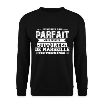 Je Suis Un Supporter De Marseille Parfait OM - Sweat-shirt Unisexe - noir - Devant - Alina (178cm) & Michal (187cm)