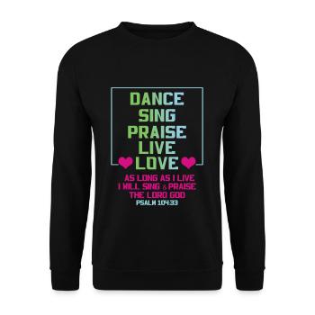 Chantez la louange Vivez l’amour Jésus Pasteur chrétien - Sweat-shirt Unisexe - noir - Devant - Alina (178cm) & Michal (187cm)