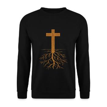 Christ Root Cross Jesus Christian Pastor - Unisex Pullover - Schwarz - Vorne - Alina (178cm) & Michal (187cm)
