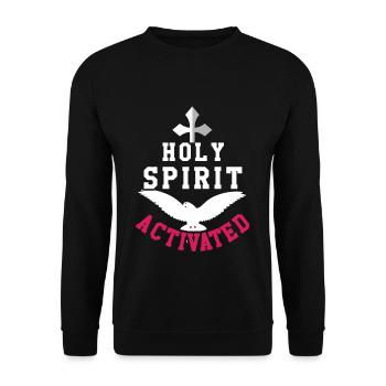 Lord God Holy Spirit Activated Christian Jesus - Unisex Pullover - Schwarz - Vorne - Alina (178cm) & Michal (187cm)
