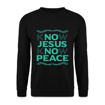 Pas de Jésus Pas de Paix Seigneur Dieu Pasteur Chrétien - Sweat-shirt Unisexe - noir - Devant - Alina (178cm) & Michal (187cm)