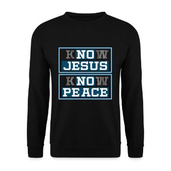 Know Jesus Know Peace Lord God Christian Pastor - Unisex Pullover - Schwarz - Vorne - Alina (178cm) & Michal (187cm)