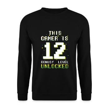 This Gamer Video Game Lover Gamer Age 12 - Unisex Pullover - Schwarz - Vorne - Alina (178cm) & Michal (187cm)