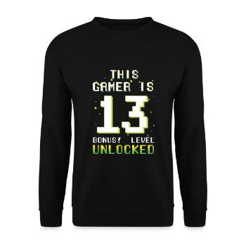 This Gamer Video Game Lover Gamer Age 13 - Unisex Pullover - Schwarz - Vorne - Alina (178cm) & Michal (187cm)